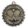 2 Inch Diamond-Engraved Brass Tennis Medal in Gold, Silver, or Bronze with Customizable Back