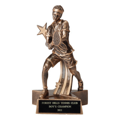 TENNIS, MALE, 7 1/2 INCH FIGURE TROPHY