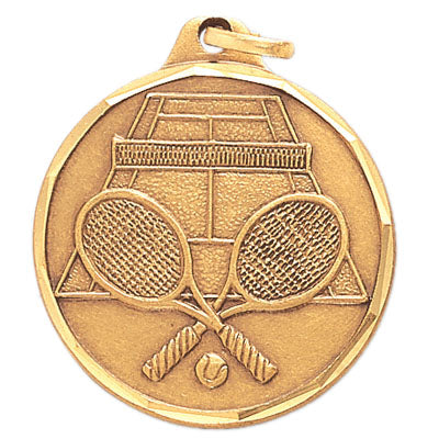 1-1/4 Inch Die-Struck Tennis Medal in Gold, Silver, or Bronze