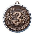 2 Inch Brass and Diamond Third Place Medal in Bronze with Customizable Back