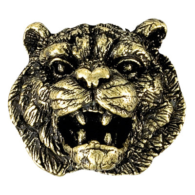 Tiger Mascot Antique Brass Pin