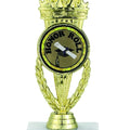 TORCH TROPHY, 7-1/4 INCH, WHITE PLASTIC BASE,  2 INCH INSERT