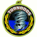 2-1/4 Inch in Diameter Round 'Tornados' Gold Medal with Mylar Detailing and Customizable Back