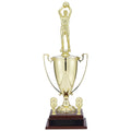 25-3/4 INCH MALE BASKETBALL PLAYER WITH 13 INCH GOLD CUP, FIGURE, AND TRIMS