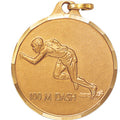 1-1/4 Inch Die-Struck Mens 100 Meter Dash Medal in Gold, Silver, or Bronze