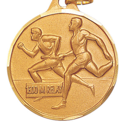 1-1/4 Inch Die-Struck Mens 1600 Meter Relay Medal in Gold, Silver, or Bronze