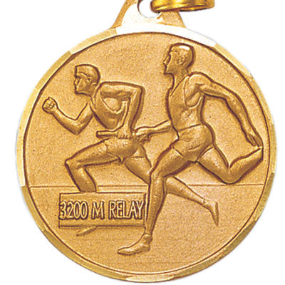 1-1/4 Inch Die-Struck Mens 3200 Meter Relay Medal in Gold, Silver, or Bronze