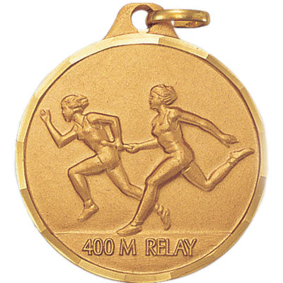 1-1/4 Inch Die-Struck Womens 400 Meter Relay Medal in Gold, Silver, or Bronze