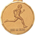 1-1/4 Inch Die-Struck Womens 800 Meter Run Medal in Gold, Silver, or Bronze