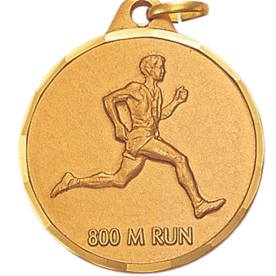 1-1/4 Inch Die-Struck Mens 800 Meter Run Medal in Gold, Silver, or Bronze