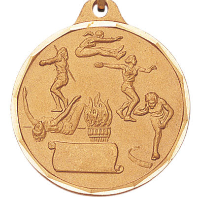 1-1/4 Inch Die-Struck Womens Track Event Medal in Gold, Silver, or Bronze