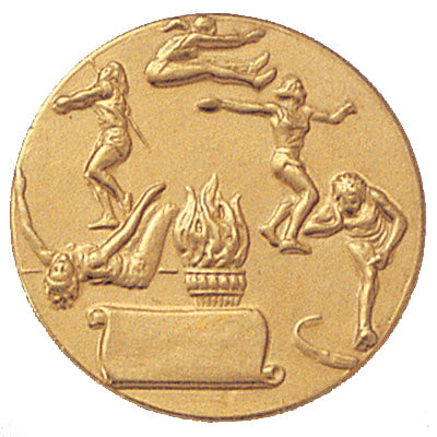1-Inch in Diameter Round Metal Male Track Events Medallion Insert in Multiple Colors