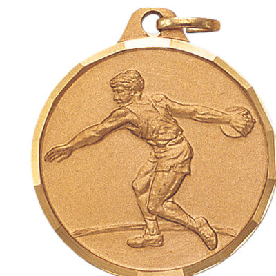 1-1/4 Inch Die-Struck Male Discus Medal in Gold, Silver, or Bronze
