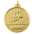 1-1/2 Inch Womens Track Themed Medal in Gold, Silver, or Bronze with Customizable Back