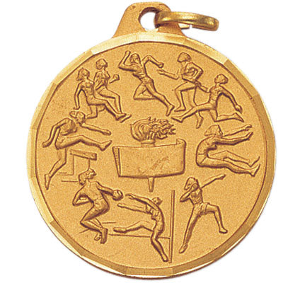 1-1/4 Inch Die-Struck Womens Track Events Medal in Gold, Silver, or Bronze