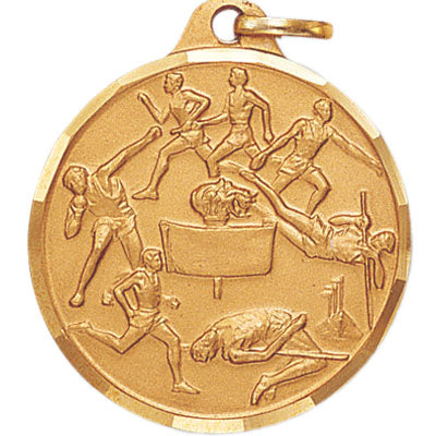1-1/4 Inch Die-Struck Mens Track Events Medal in Gold, Silver, or Bronze