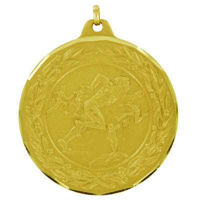 2 Inch Die-Struck Mens Track and Field Medal in Gold, Silver, or Bronze