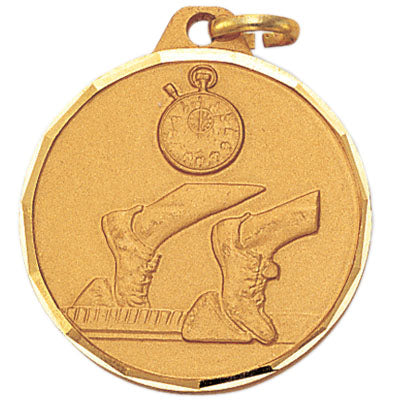 1-1/4 Inch Die-Struck Track Themed Medal in Gold, Silver, or Bronze