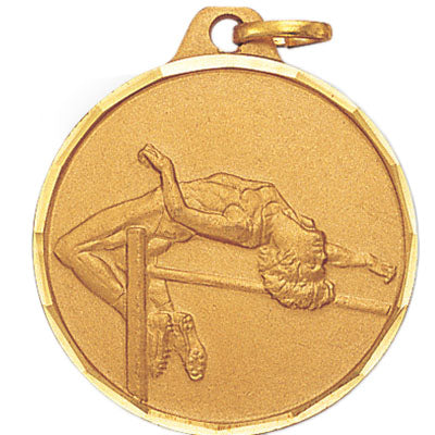 1-1/4 Inch Die-Struck Womens High Jump Medal in Gold, Silver, or Bronze
