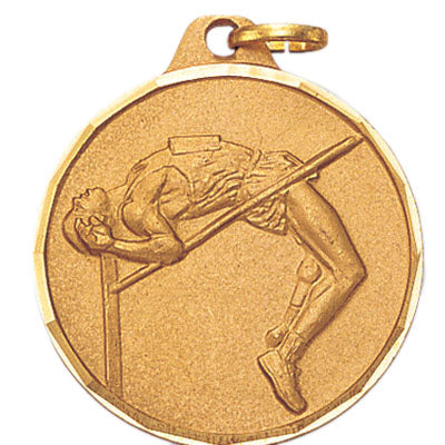 1-1/4 Inch Die-Struck Mens High Jump Medal in Gold, Silver, or Bronze
