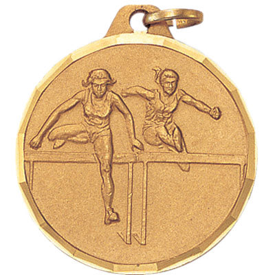 1-1/4 Inch Die-Struck Womens Hurdles Medal in Gold, Silver, or Bronze