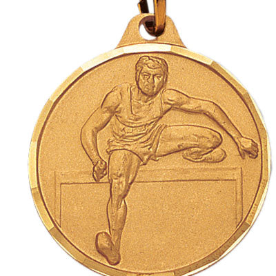 1-1/4 Inch Die-Struck Mens Hurdles Medal in Gold, Silver, or Bronze