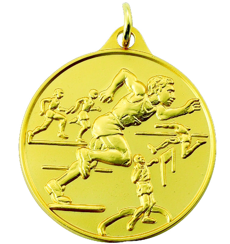 1-1/2 Inch Mens Track Sports Medal in Gold, Silver, or Bronze with Customizable Back