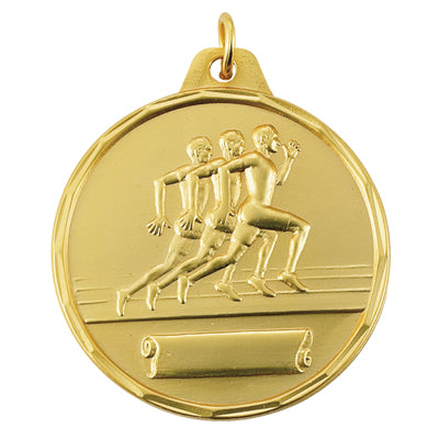 1-1/2 Inch Mens Track Medal in Gold, Silver, or Bronze with Customizable Back