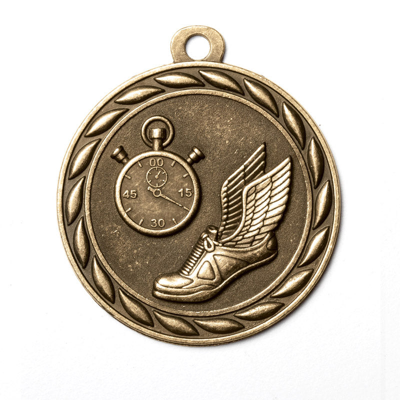Metal 2-Inch in Diameter Round Track Themed Medal with Customizable Back in Multiple Colours