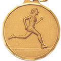 1-1/4 Inch Die-Struck Womens Track Medal in Gold, Silver, or Bronze