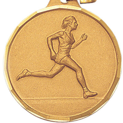 1-1/4 Inch Die-Struck Womens Track Medal in Gold, Silver, or Bronze