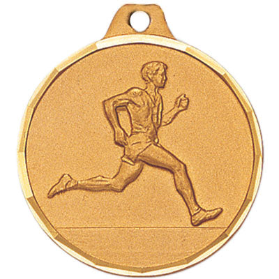 1-1/4 Inch Die-Struck Mens Track Medal in Gold, Silver, or Bronze