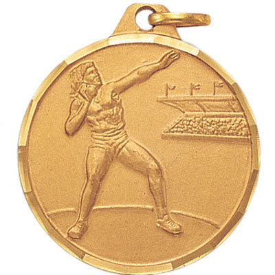 1-1/4 Inch Die-Struck Female Shot Put Medal in Gold, Silver, or Bronze