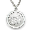 3/4 Inch Track Themed St. Christopher Sports Medal in Sterling Silver