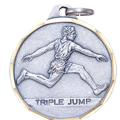 1-1/4 Inch Die-Struck Triple Jump Medal in Gold, Silver, or Bronze