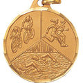 1-1/4 Inch Die-Struck Triathlon Medal in Gold, Silver, or Bronze