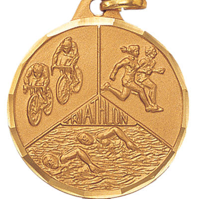 1-1/4 Inch Die-Struck Triathlon Medal in Gold, Silver, or Bronze