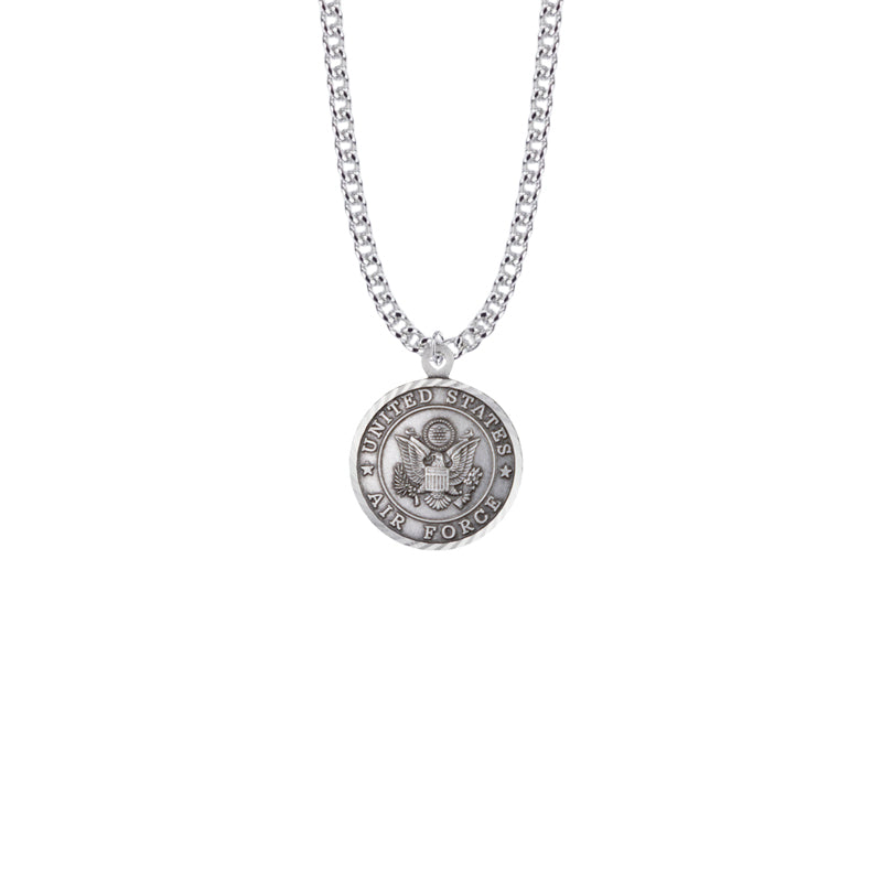 U.S. AIR FORCE STERLING SILVER MILITARY MEDAL, 3/4 INCH, CROSS BACK