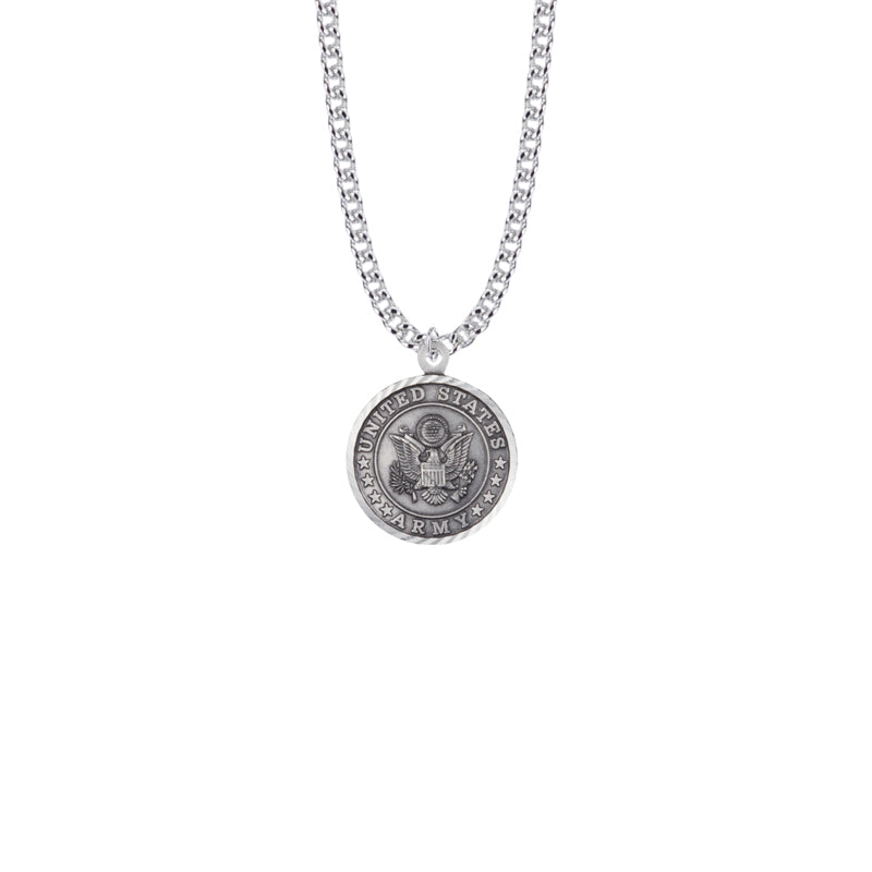 U.S. ARMY SYMBOL STERLING SILVER MILITARY MEDAL, 3/4 INCH, CROSS BACK