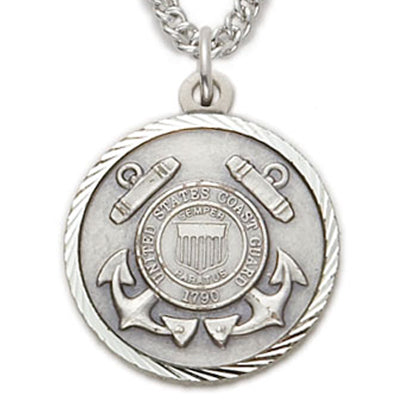 U.S. COAST GUARD STERLING SILVER MILITARY MEDAL,1 INCH, CROSS BACK