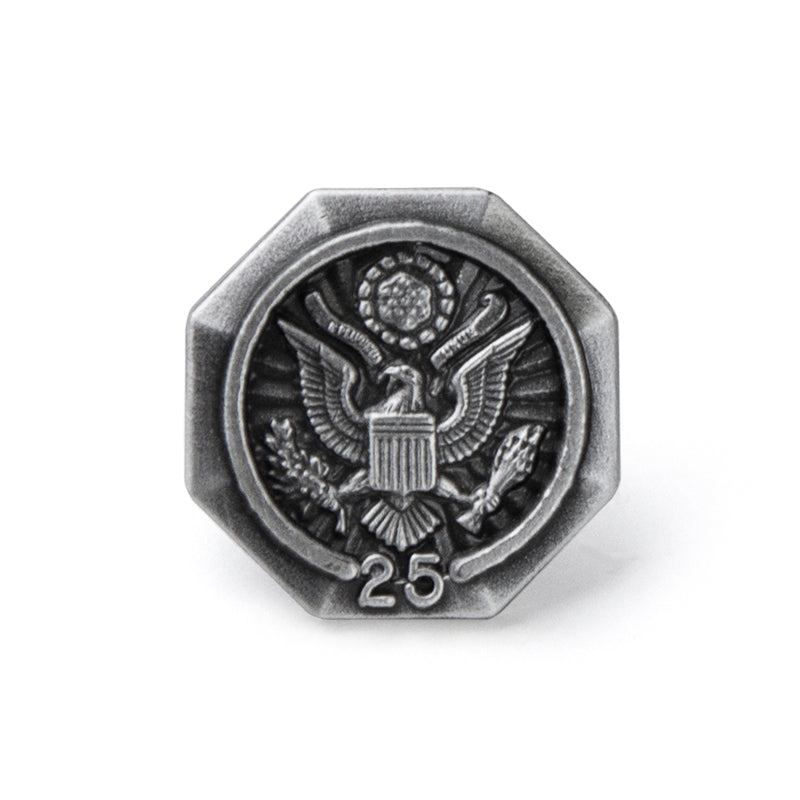 U.S. FEDERAL YEARS OF SERVICE SILVER PIN - 25 YEARS