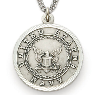 U.S. NAVY STERLING SILVER MILITARY MEDAL,1 INCH, CROSS BACK