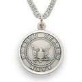 U.S. NAVY STERLING SILVER MILITARY MEDAL, 3/4 INCH, ST. MICHAEL BACK