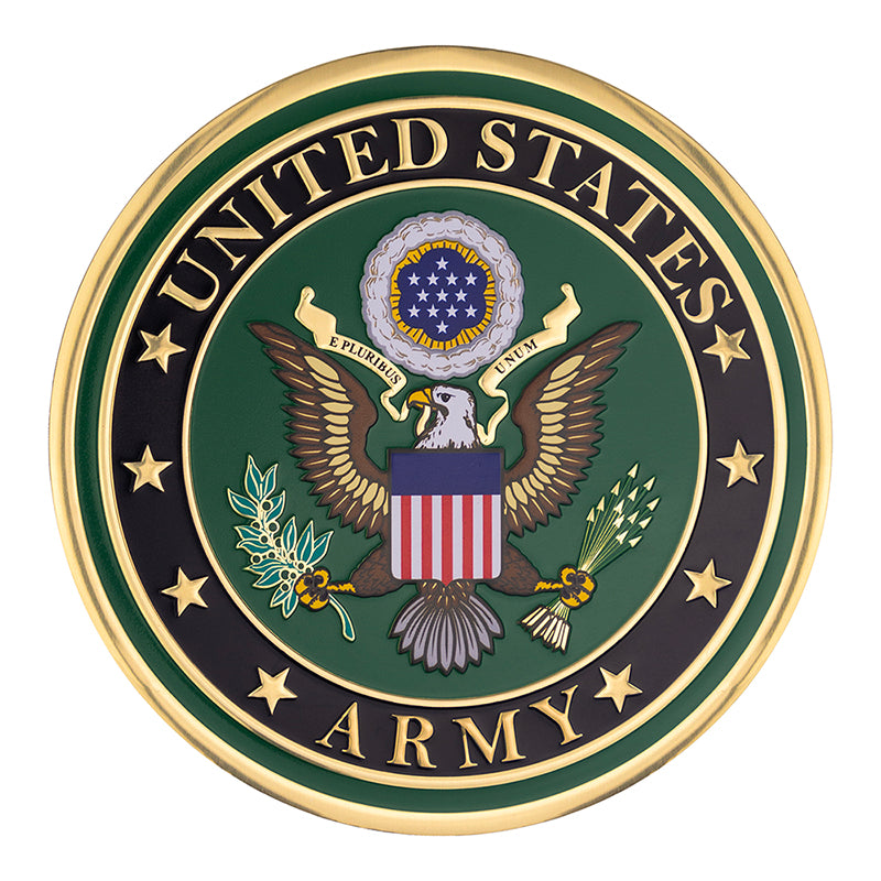 4 INCH UNITED STATES ARMY FULL COLOR SHIELD EMBLEM EMBOSSED LITHO MEDALLION