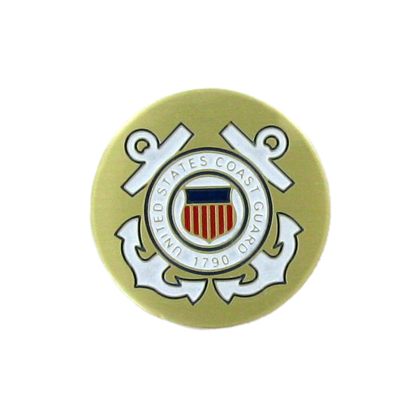 7/8-Inch in Diameter Round Metal United States Coast Guard Medallion Insert with Enameled Finish