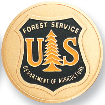 UNITED STATES FOREST SERVICE, 2 INCH ETCHED ENAMELED