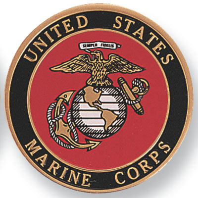 4-Inch in Diameter Embossed United States Marine Corps Round Metal Medallion Peel-and-Stick Insert