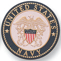 4-Inch in Diameter Embossed United States Navy Round Metal Medallion Peel-and-Stick Insert