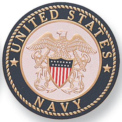 4-Inch in Diameter Embossed United States Navy Round Metal Medallion Peel-and-Stick Insert