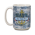 15 OUNCE U.S. NAVY NAME & RANK PERSONALIZATION WHITE CERAMIC MUG
